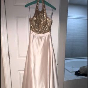 David Tutera Gather and gown size 2 sequin halter gown. Gold